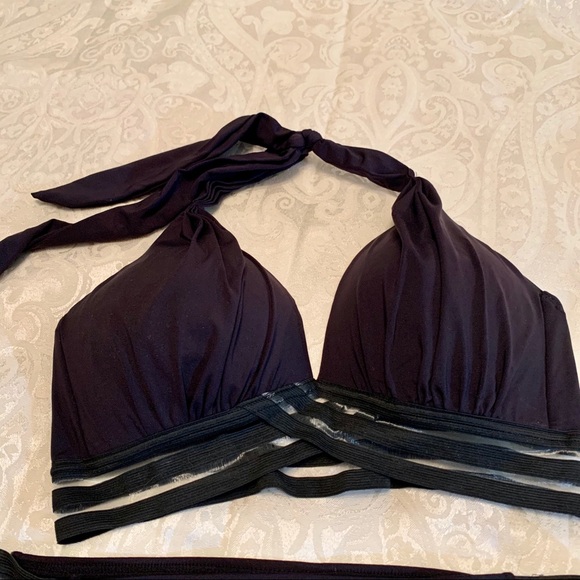 SOLD Kenneth Cole Black Shirred Mesh Inlay Bikini - Picture 2 of 7